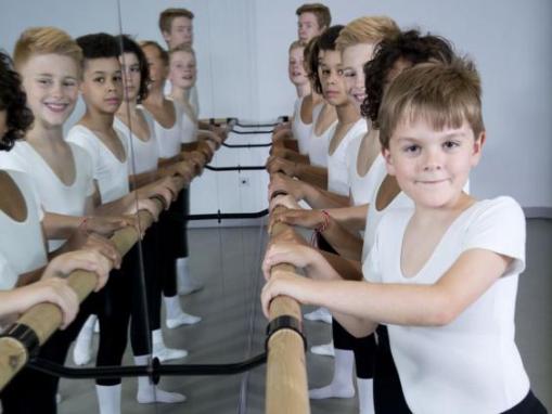 Young dancers at London Boys Ballet School, including Ross Black, at front (Teri Pengilley) 2015